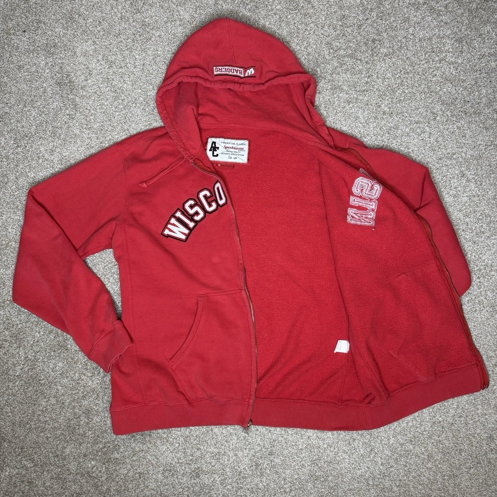 Wisconsin Badgers Zip Up Hoodie Men's XLarge American Classic Sportswear - Picture 4 of 12
